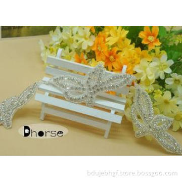 Handmade Silver Beaded Crystal Rhinestone Trim For Wedding